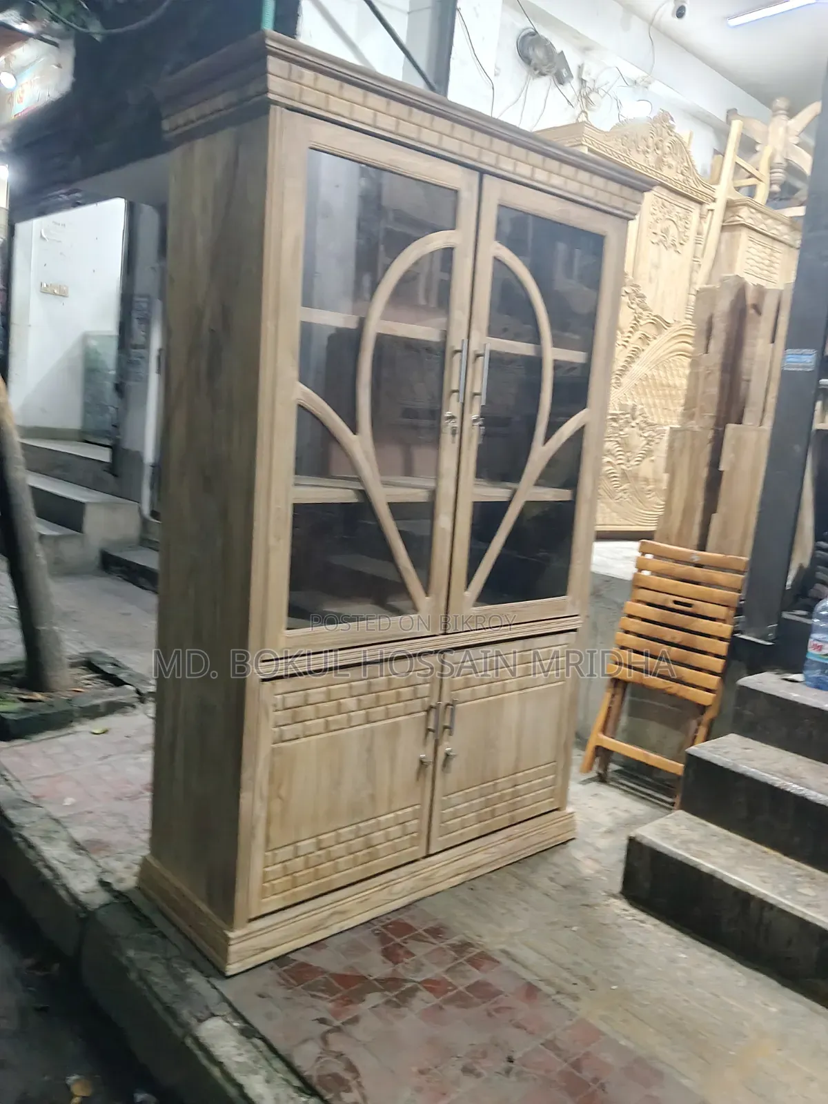 শোকেস ৪*৬ ফিট, সেগুন কাঠ