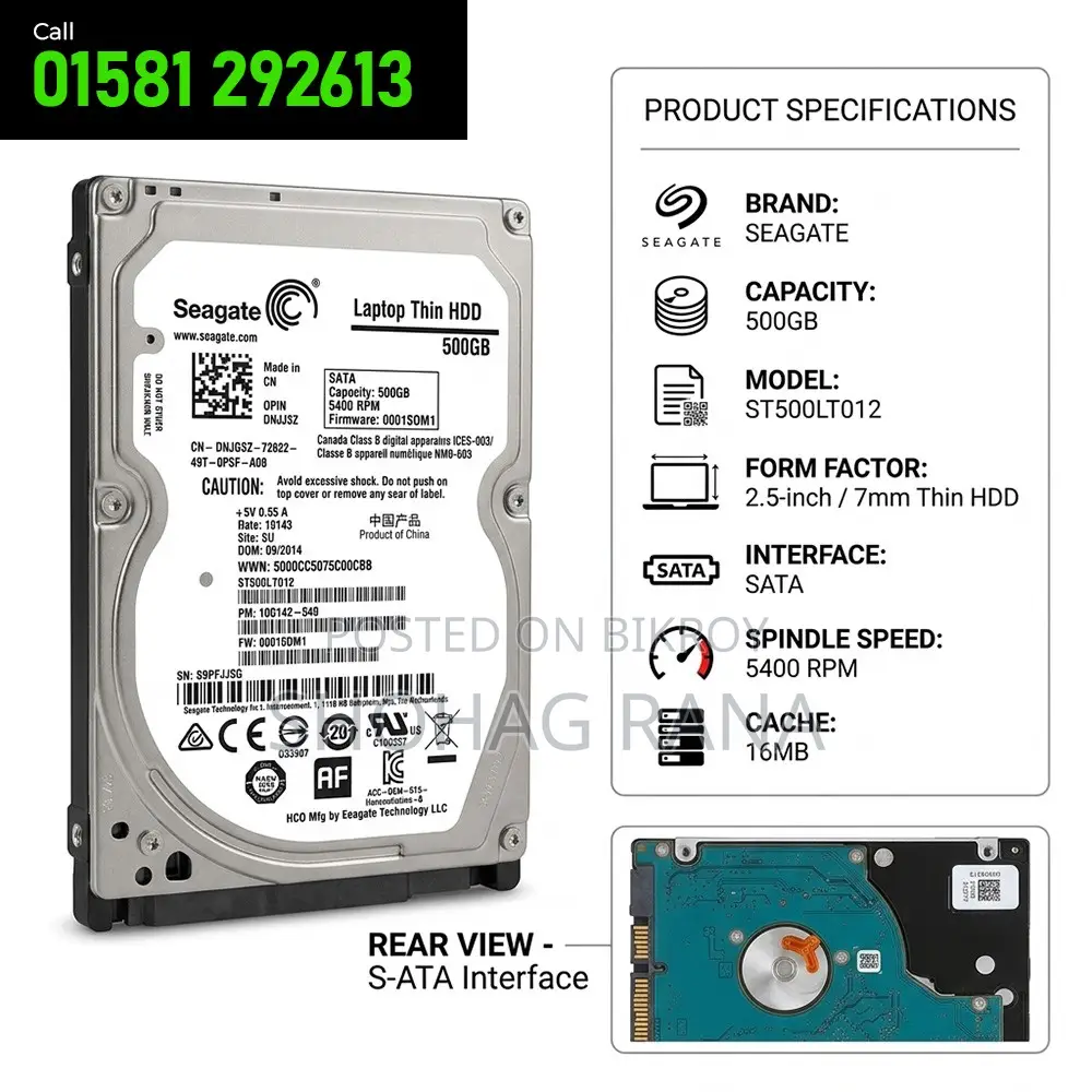 Seagate 500GB Laptop HDD 2.5" SATA | ST500LT012 | 5400RPM (Used)
