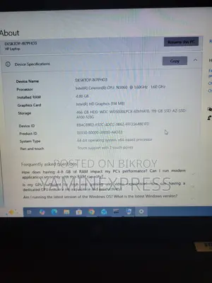 Laptop HP 15 4GB Intel Celeron HDD+SSD 512GB