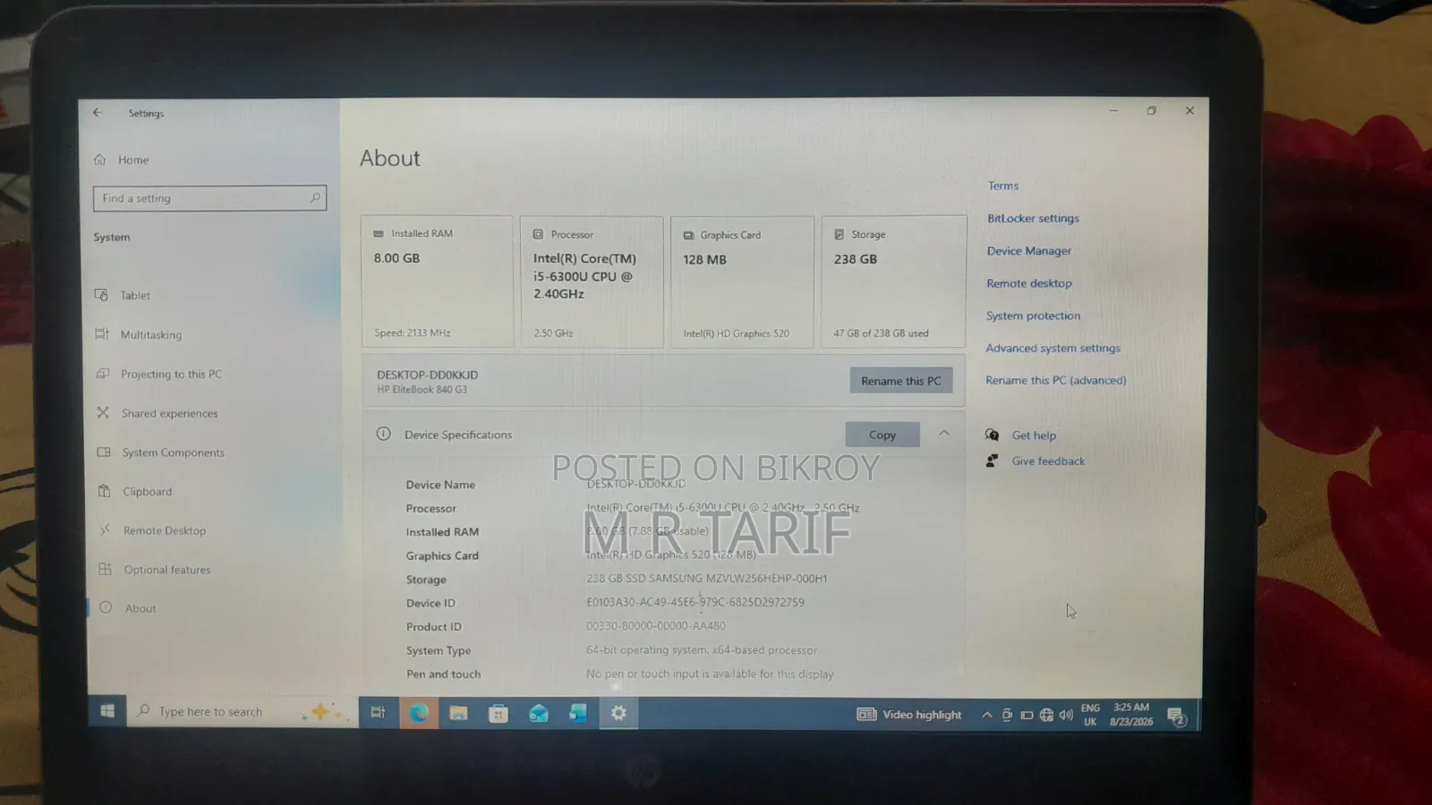 Laptop HP EliteBook 840 G3 8GB Intel Core i5 HDD+SSD 250GB
