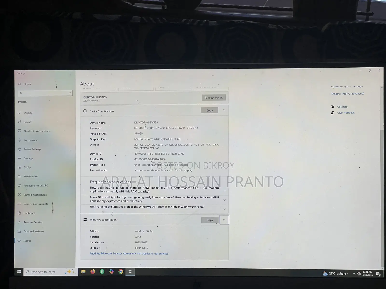 Desktop Computer Gigabyte 16GB Intel Core i5 HDD+SSD 1T