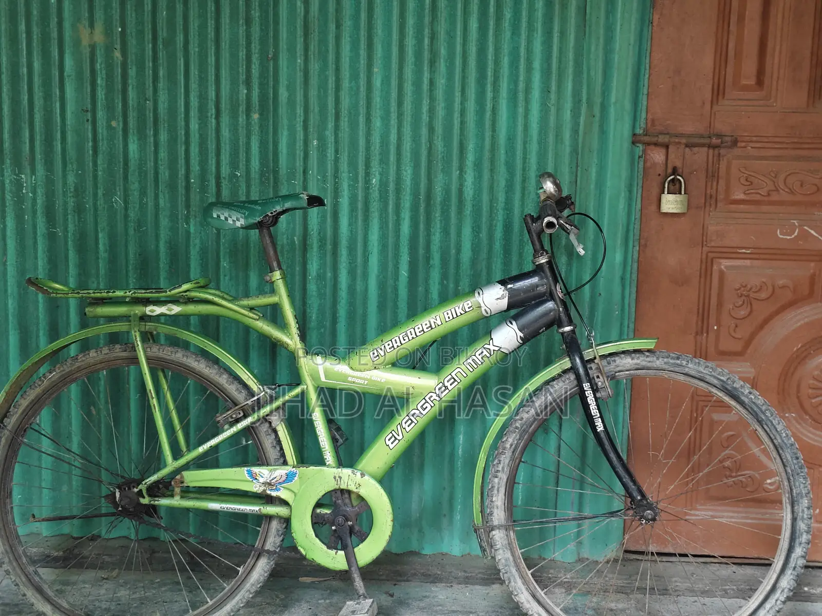 Bicycle for human riding. Everything on the bicycle is completely alright.