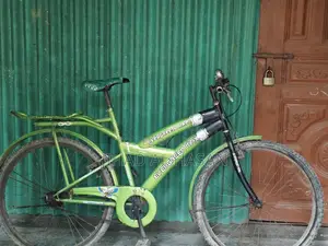 Bicycle for human riding. Everything on the bicycle is completely alright.