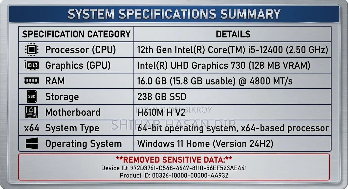 Gigabyte Desktop Computer Intel Core i5 16GB RAM 256GB SSD