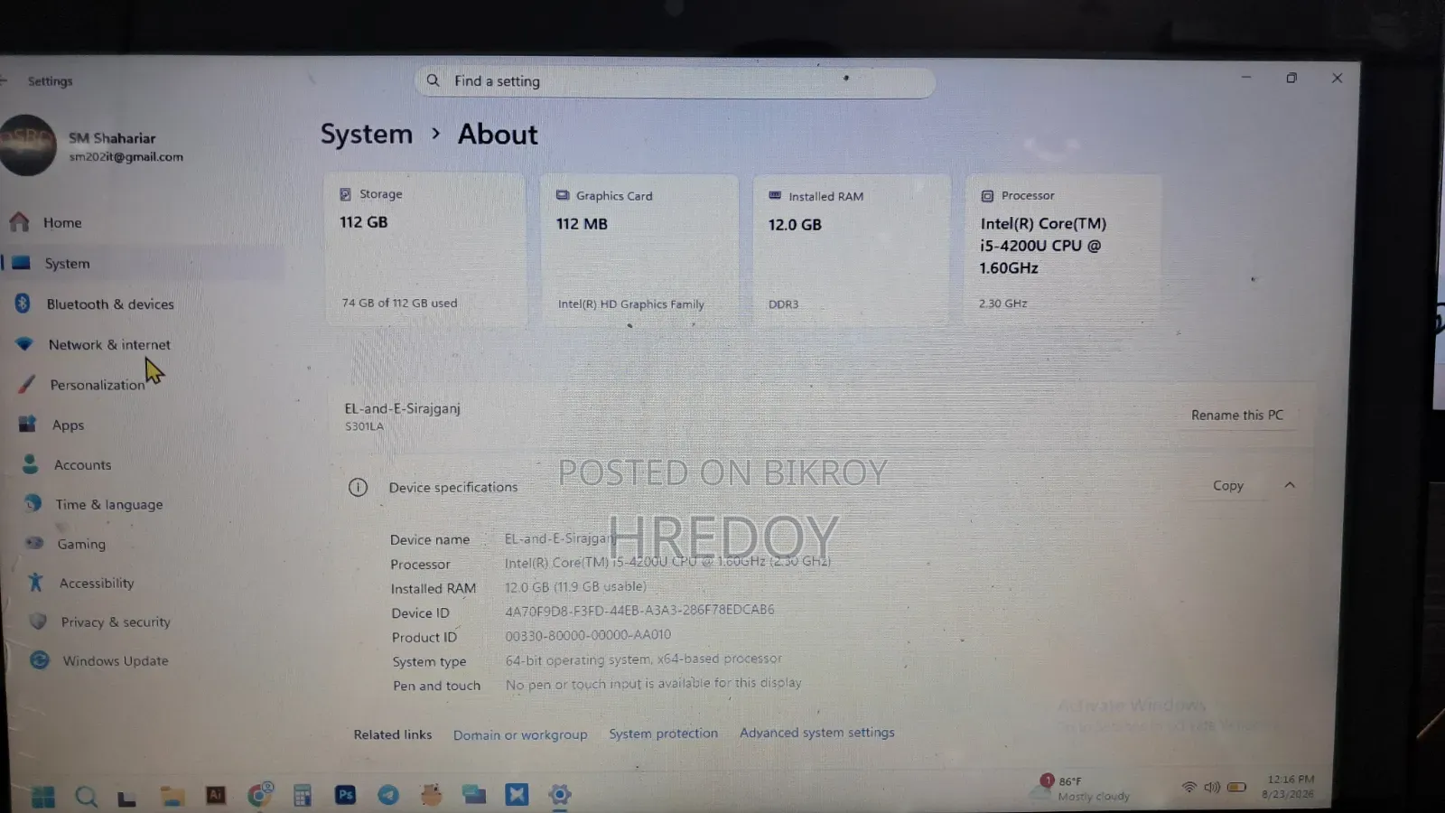 Laptop ASUS VivoBook S301LA 12GB Intel Core i5 SSD 128GB