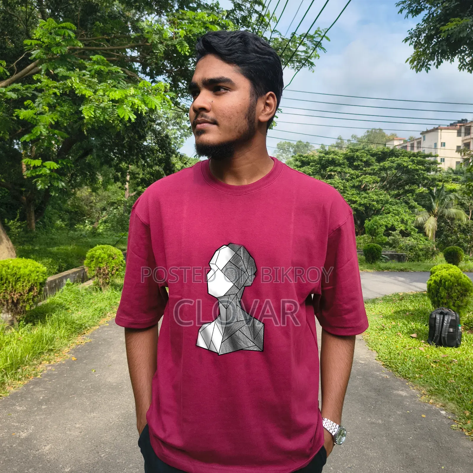 প্রিমিয়াম ২২০ জিএসএম প্রিন্টেড ড্রপ শোল্ডার টি-শার্ট