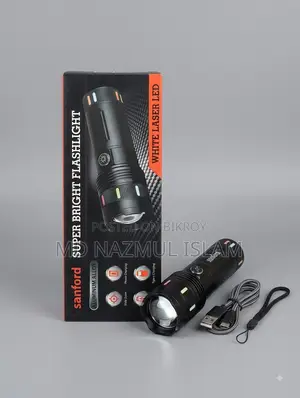 Sanford Super Bright White Laser LED Flashlight With Power Bank