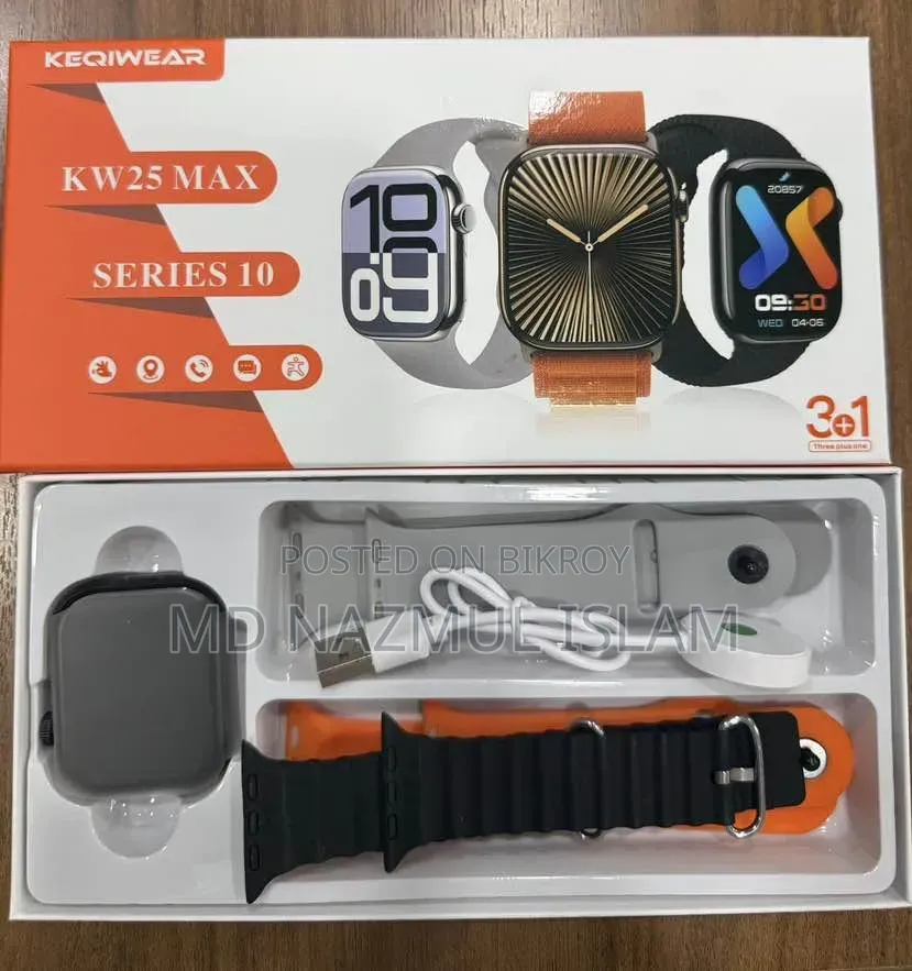 Keqiwear KW25 Max Smart Watch With 3 Pairs of Straps