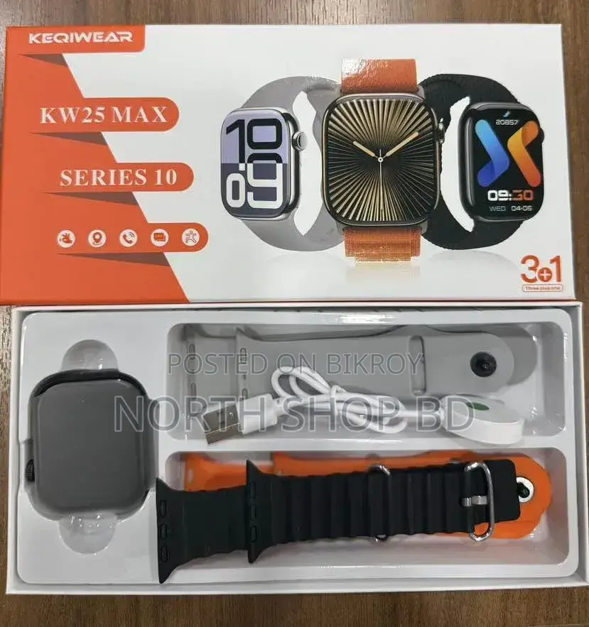 Keqiwear KW25 Max Smart Watch With 3 Pairs of Straps