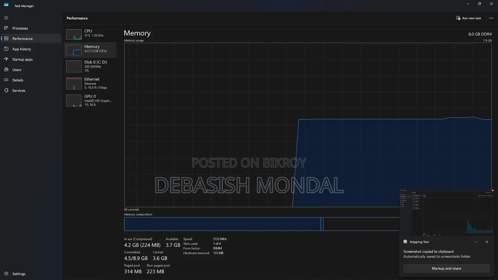 Desktop Computer 8GB Intel Core i5 SSD 256GB
