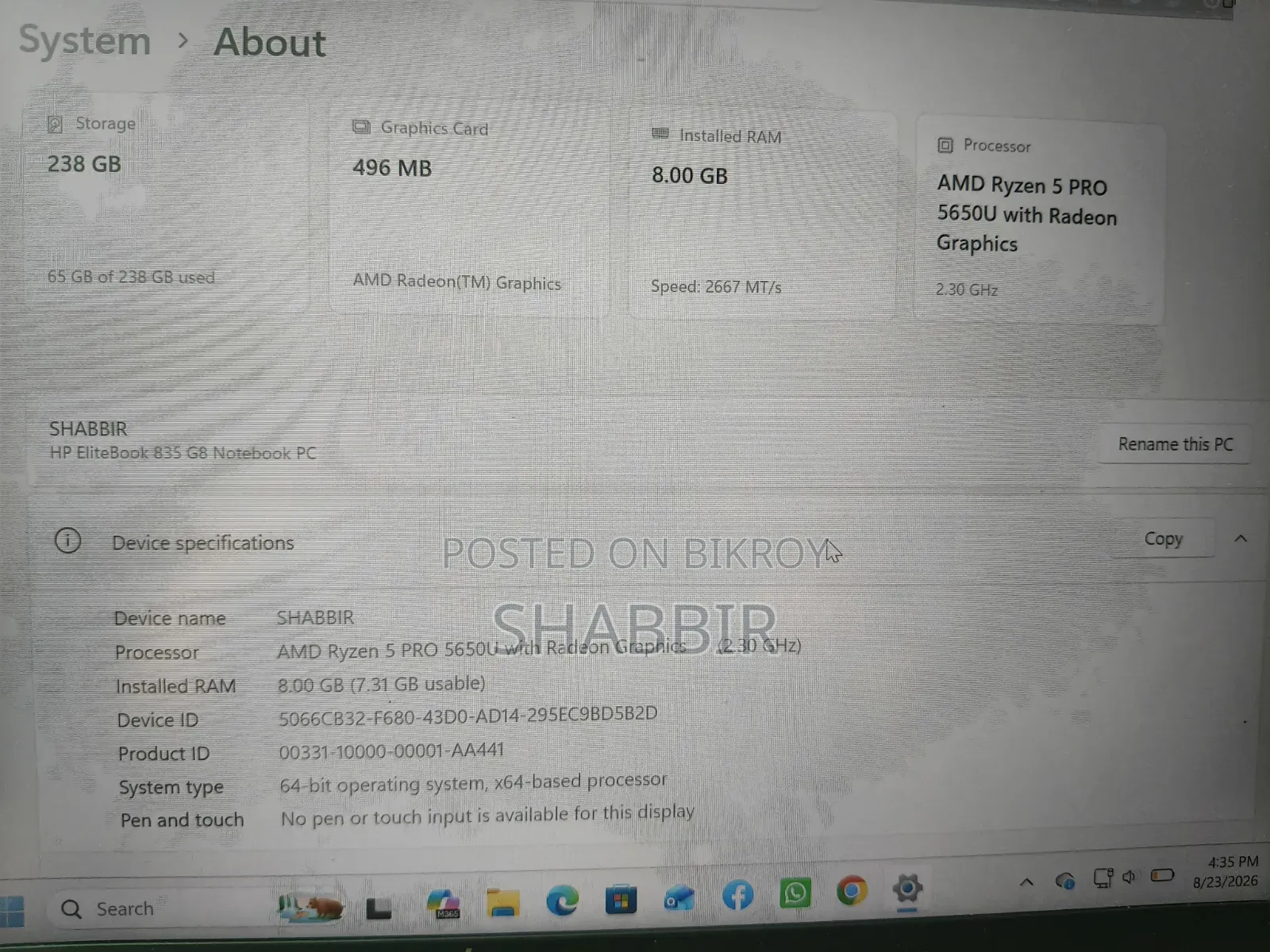 Laptop HP EliteBook 840 G8 8GB Intel Xeon SSD 256GB