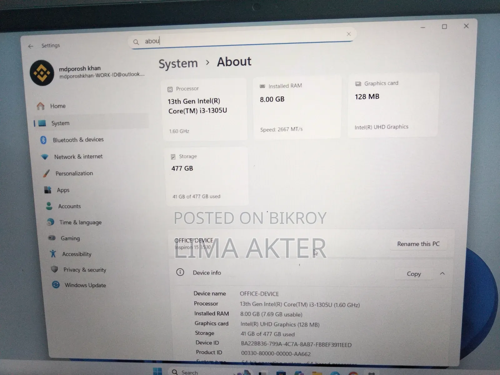 Laptop Dell Inspiron 15 8GB Intel Core i3 HDD 512GB