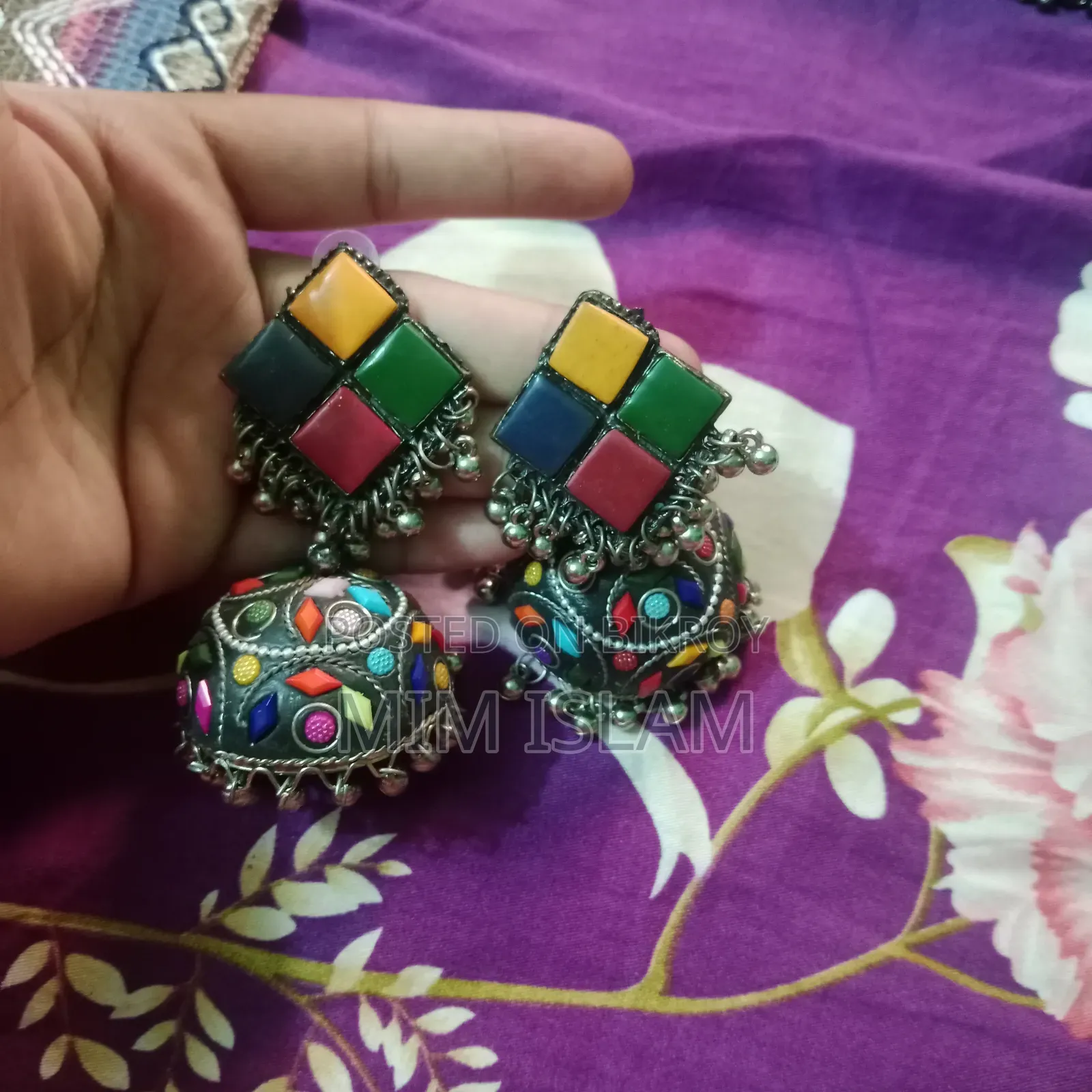 Multicolor Antique Large Jhumka