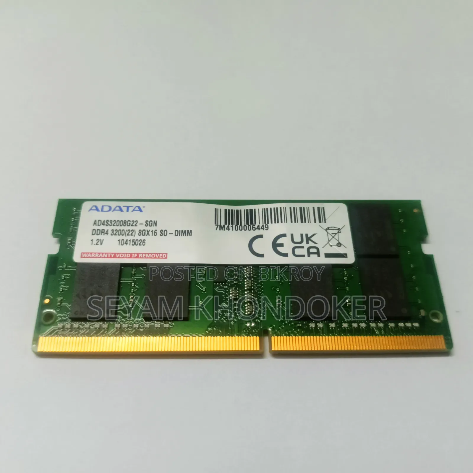 ADATA 8 GB Laptop Ram 3200 MHZ DDR4