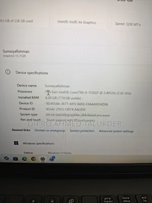 Laptop Dell Inspiron 15 3520 8GB Intel Core 5 HDD+SSD 256GB