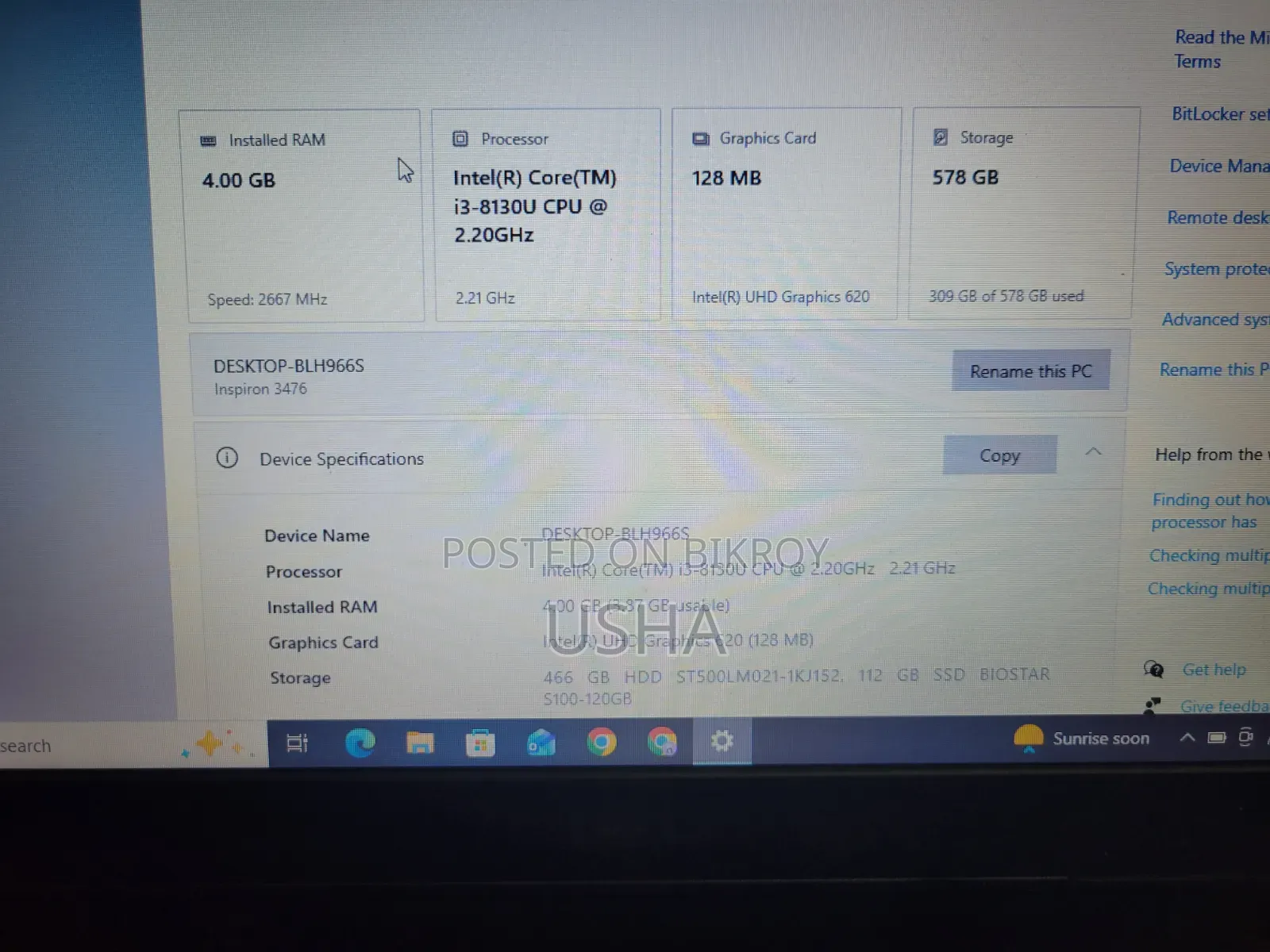 Laptop Dell Inspiron 14 4GB Intel Core I3 SSD 128GB