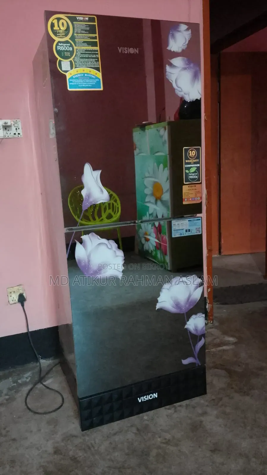 ভিশন গ্লাস ডোর বটম মাউন্ট রেফ্রিজারেটর RE-185 লিটার মিরর
