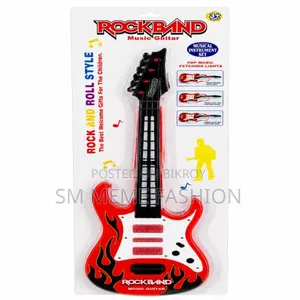 Kids Rock Band Electric Toy Guitar With Lights and Sound (Red Flame)