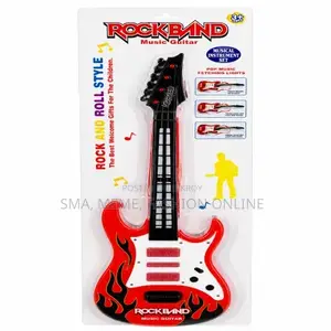 Kids Rock Band Electric Toy Guitar With Lights and Sound (Red Flame)