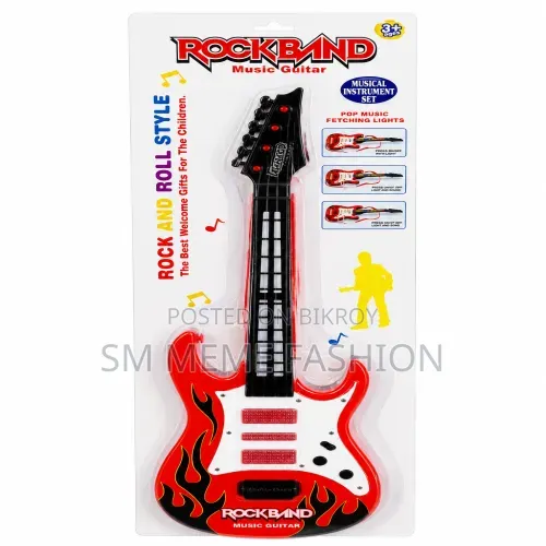 Kids Rock Band Electric Toy Guitar With Lights and Sound (Red Flame)