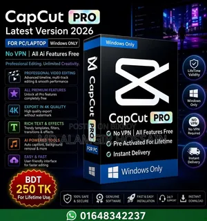 Capcut Pro Latest 2026 PC/Laptop Only Windows Lifetime