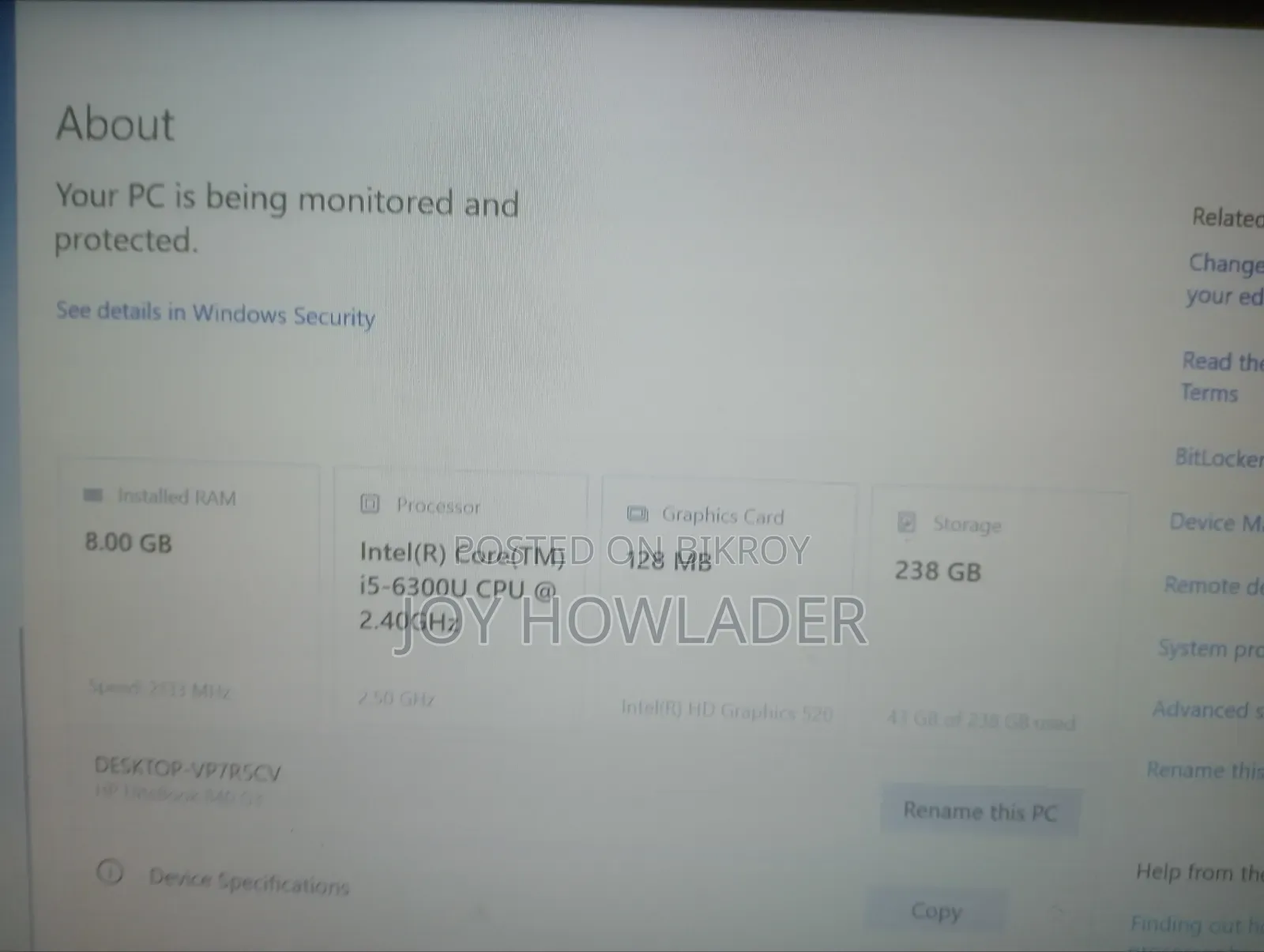 Laptop HP EliteBook 840 G3 8GB Intel Core I5 SSHD+SSD 256GB