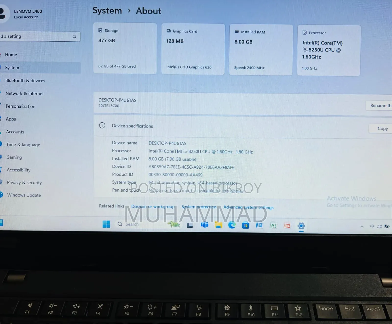 Laptop Lenovo ThinkPad L480 8GB Intel Core I5 SSD 256GB