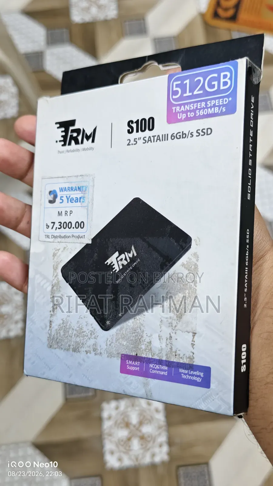 TRM S100 512GB SATA III SSD — ব্র্যান্ড নিউ / নতুনের মতো কন্ডিশন!