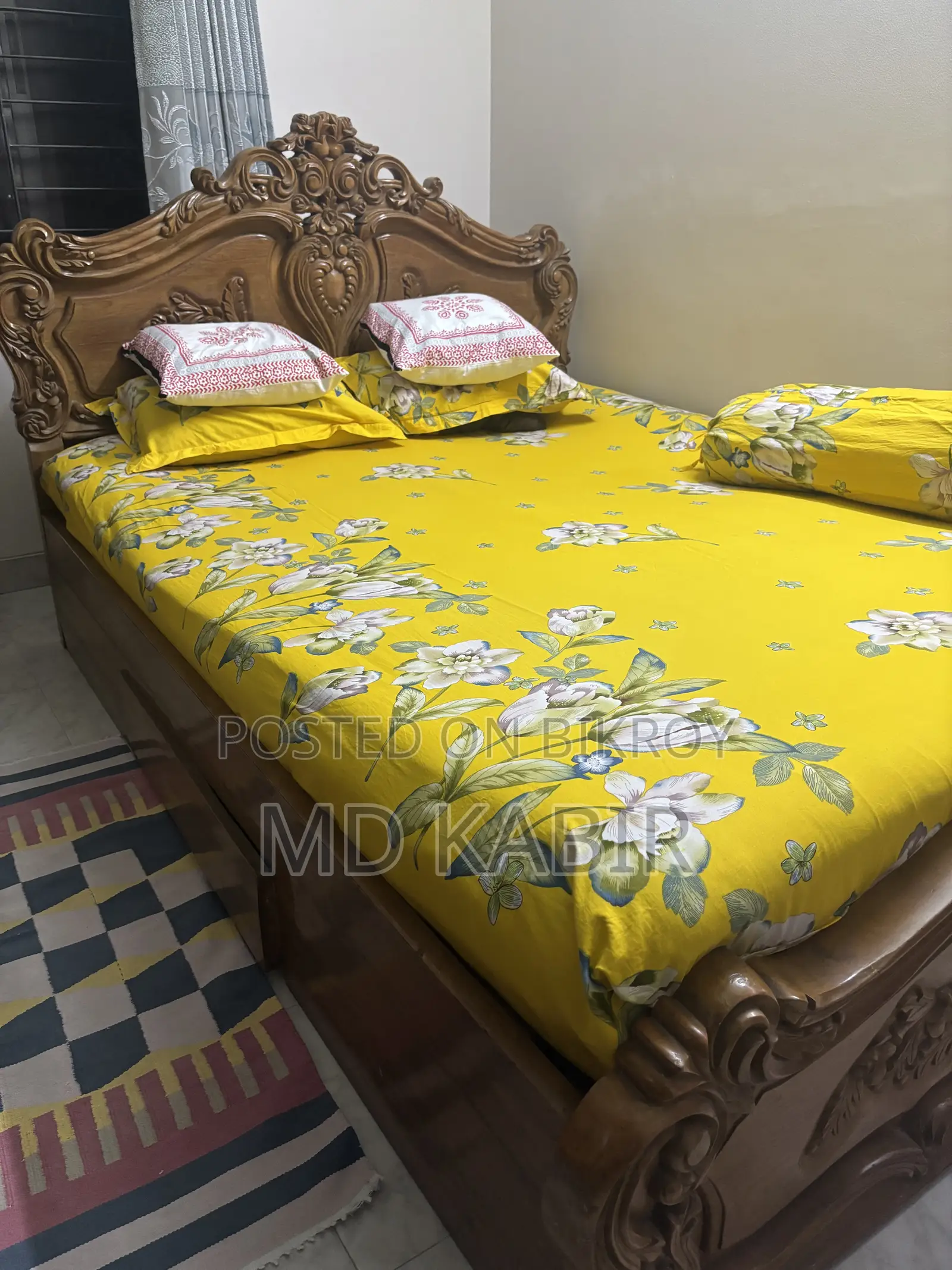 Master Bed Teak Wood Cot (with Mattress)