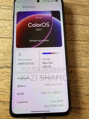 অপ্পো কে ১৩ ৫জি ১২৮ জিবি ব্ল্যাক