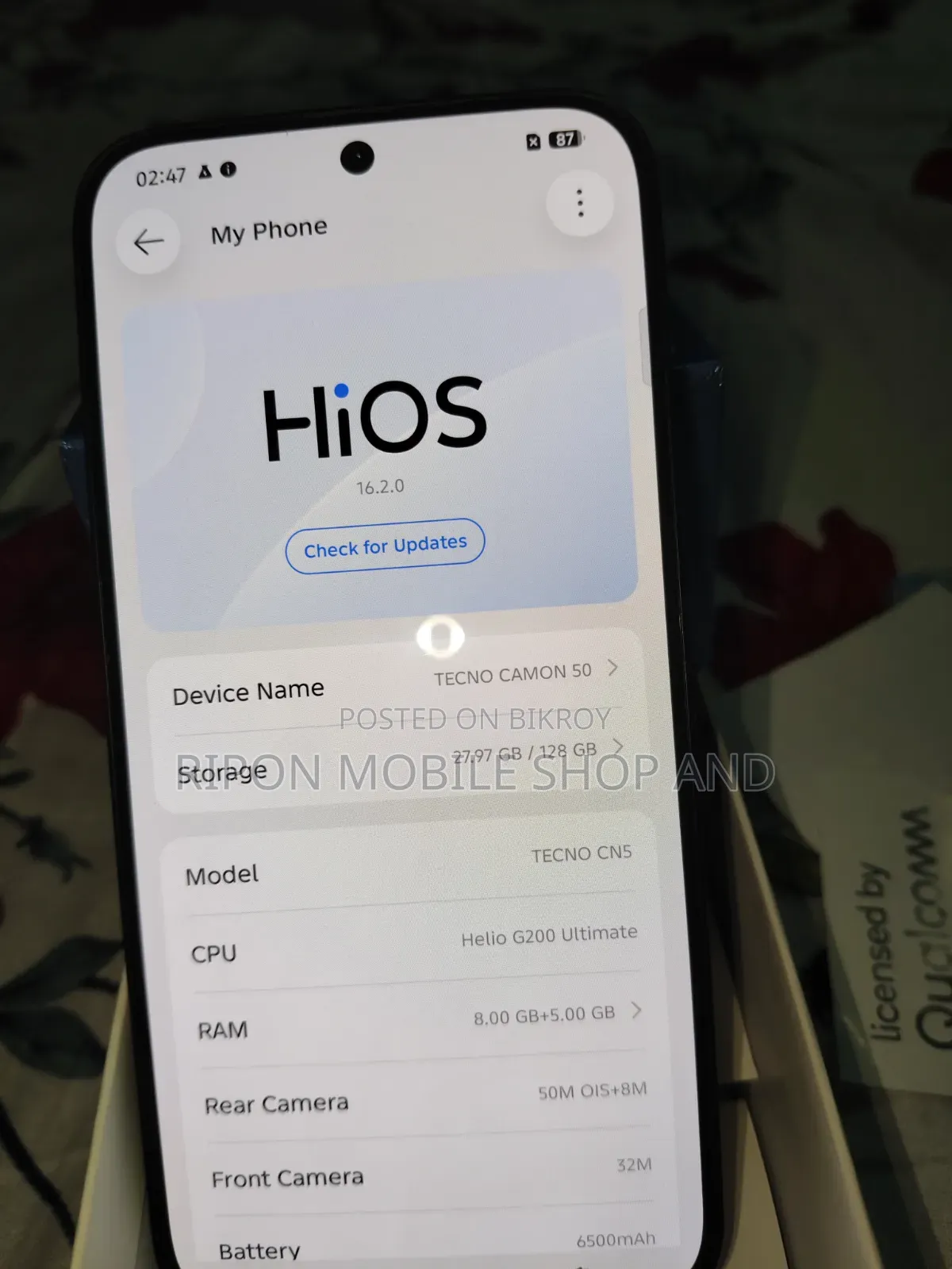টেকনো ক্যামন ৫০ ২৫৬ জিবি কালো