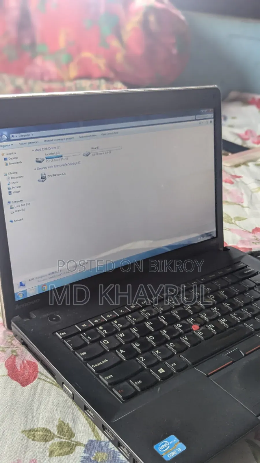 ল্যাপটপ লেনোভো থিংকপ্যাড এজ ই৪৩০ ৪জিবি ইন্টেল কোর আই৩ এসএসডি ১২৮জিবি