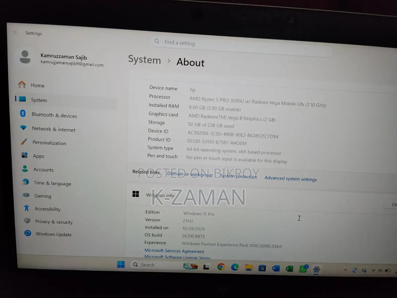 Laptop HP ProBook 655 8GB AMD Ryzen 5 SSD 256GB