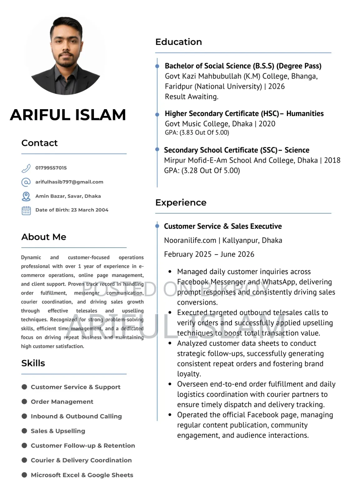 Customer Service & Sales Executive