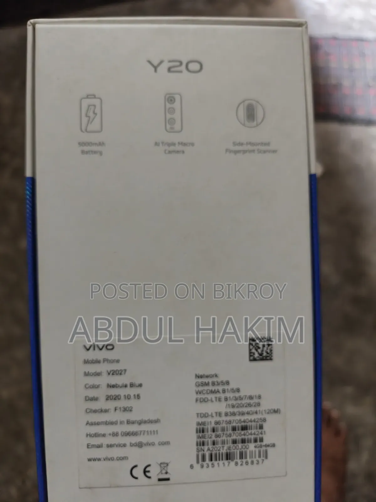 Vivo Y20 64 GB Blue
