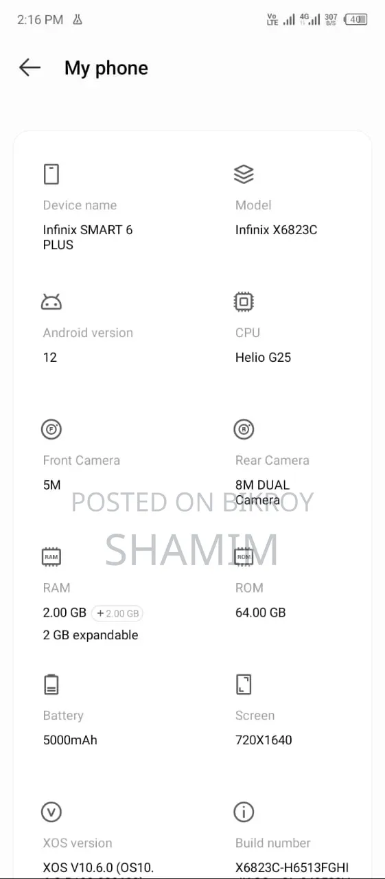 Infinix Smart 6 Plus (India) 64 GB Black