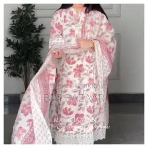 কটন এমব্রয়ডারি থ্রী পিস উইথ ২ পকেট