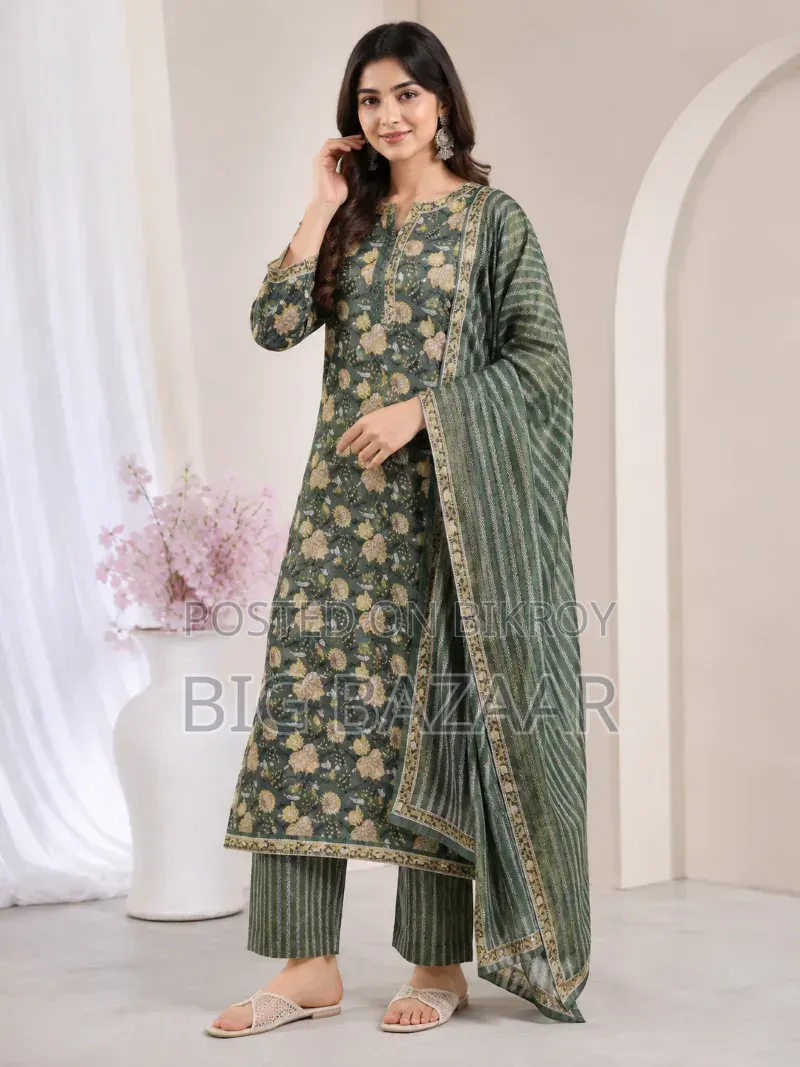 প্রিমিয়াম জয়পুরি কটন থ্রি-পিস