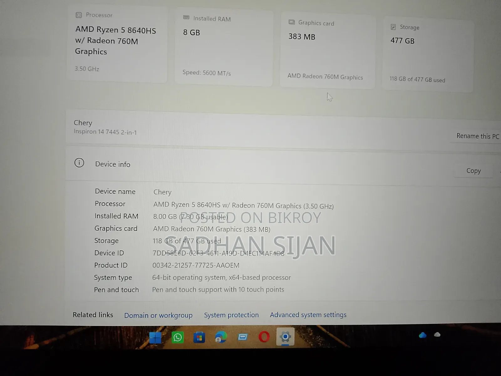 Laptop Dell Inspiron 14 8GB AMD Ryzen 5 SSD 512GB