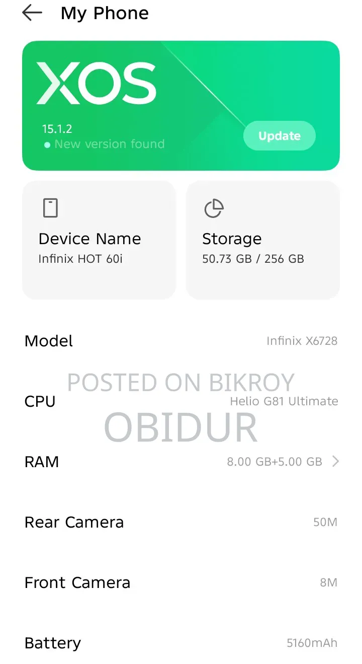 New Infinix Hot 60i 256 GB Bronze