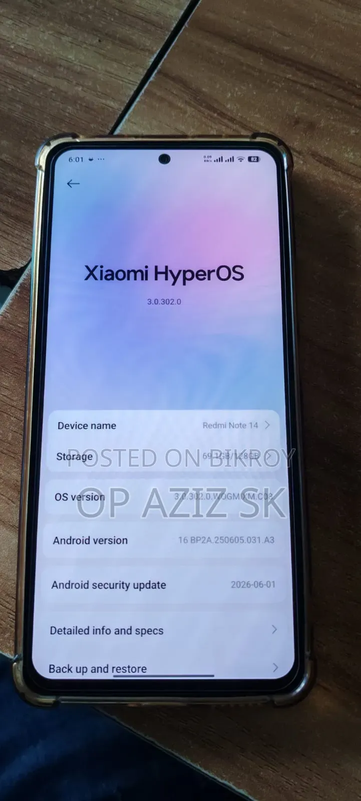 শাওমি রেডমি নোট ১৪ ফোরজি ১২৮ জিবি রোজ গোল্ড