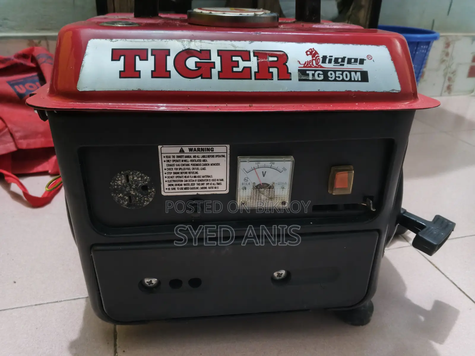 Tiger TG950M Portable Generator for Sale (100% Copper Coil)