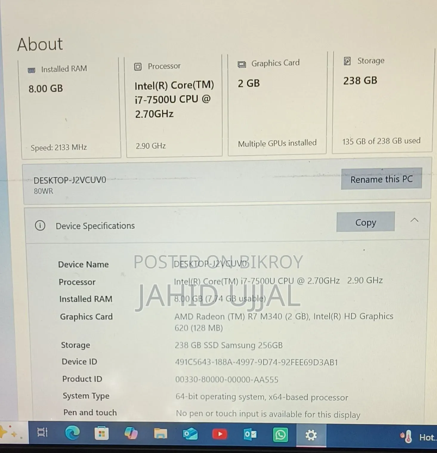 Laptop Lenovo IdeaPad 320 8GB Intel Core i7 SSD 256GB