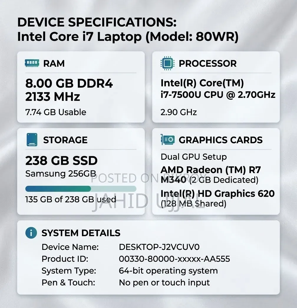 Laptop Lenovo IdeaPad 320 8GB Intel Core i7 SSD 256GB