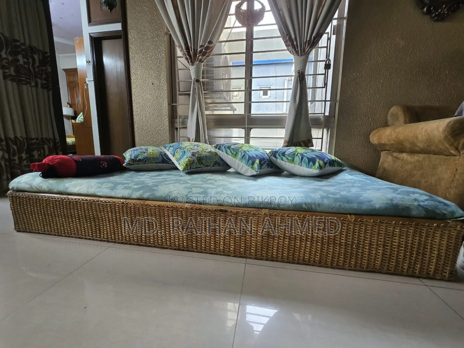 Cane Furniture Set – Sofa 2+1+1, Center Table & Bed