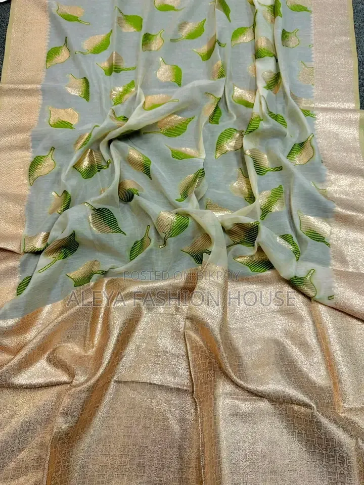Original Indian Kora Tossor Silk Saree