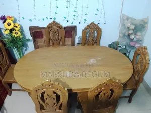 100% Segun Wood 6 Seater Dining Table Set | 6 Chairs