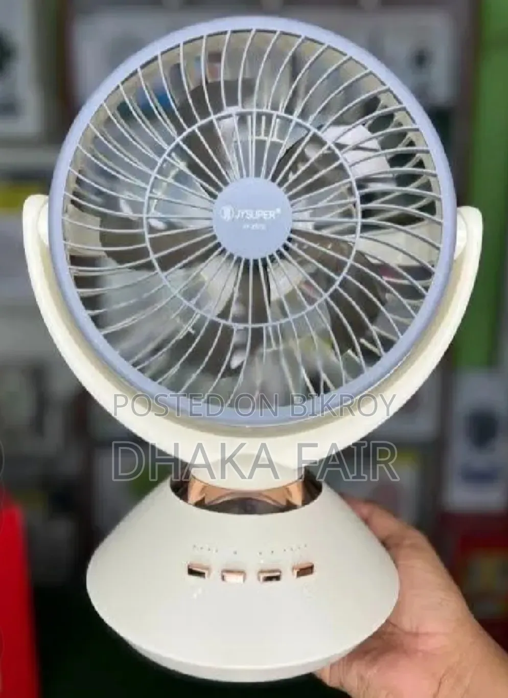 JYSUPER JY-2570 রিচার্জেবল মিনি ডেস্ক ফ্যান 8000mAh LEDলাইট 6-8H ব্যাকআপ