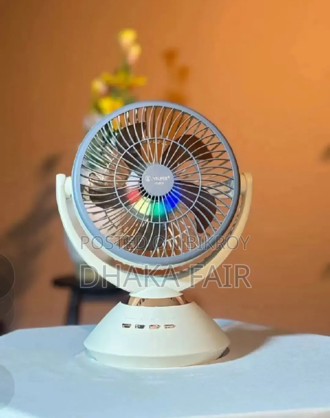 JYSUPER JY-2570 রিচার্জেবল মিনি ডেস্ক ফ্যান 8000mAh LEDলাইট 6-8H ব্যাকআপ
