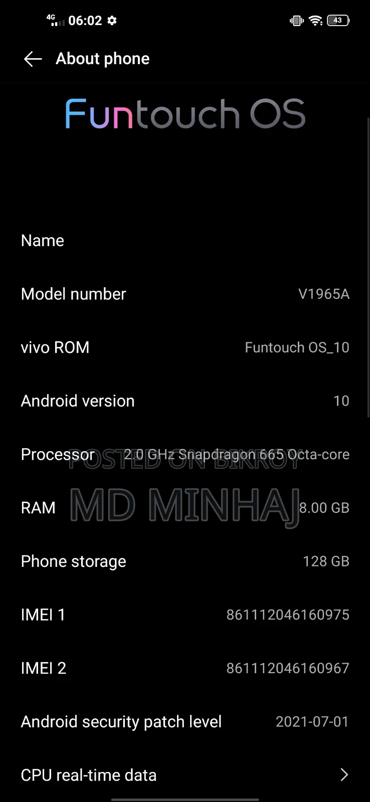 Vivo Y50 128 GB Black